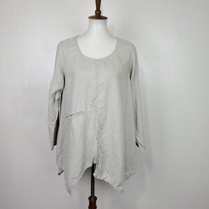 Cheyenne Unique Artsy Lagen Look Asymmetrical Quirky Linen Top Size S/M